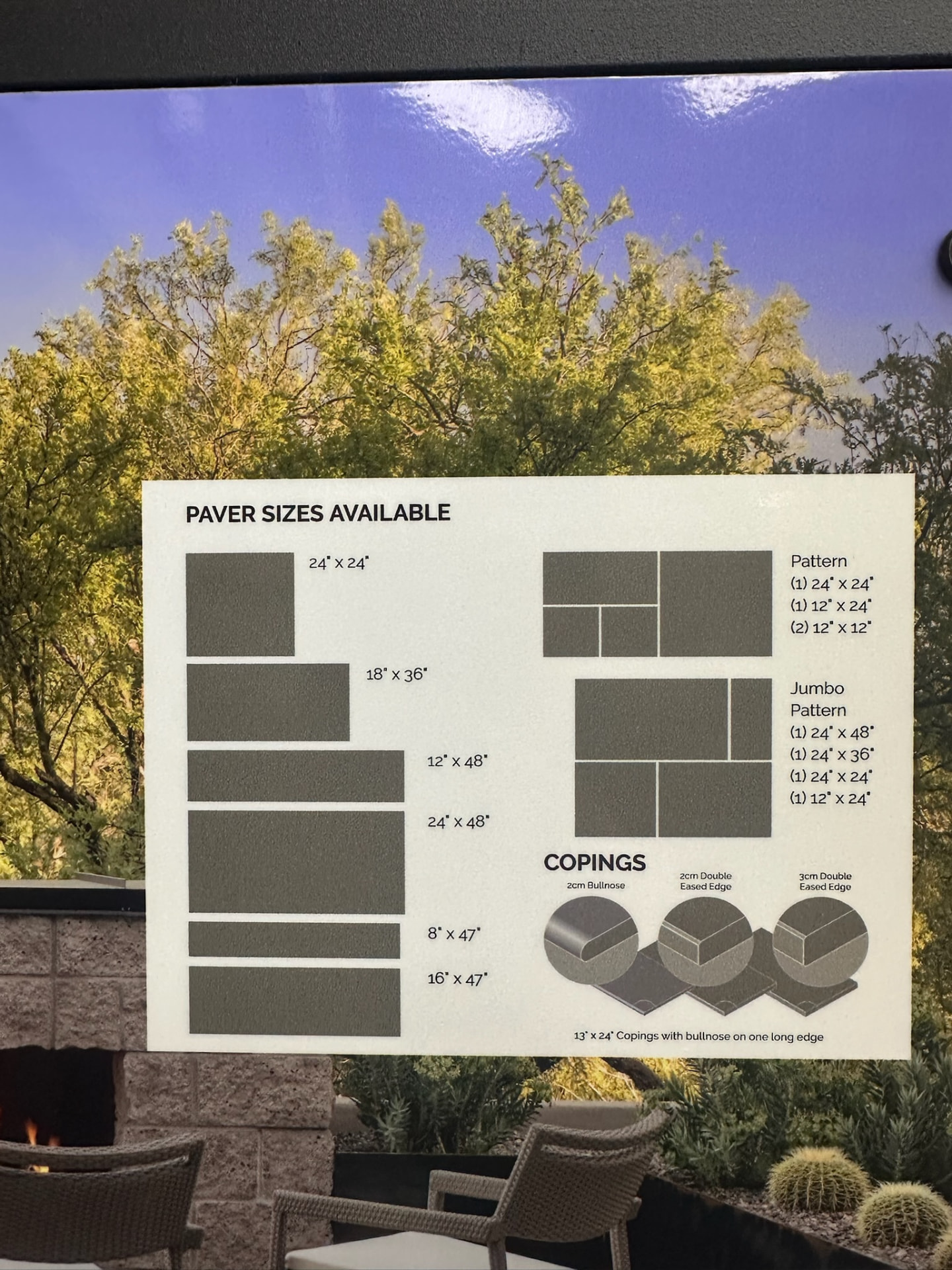 Paver sizes and coping samples