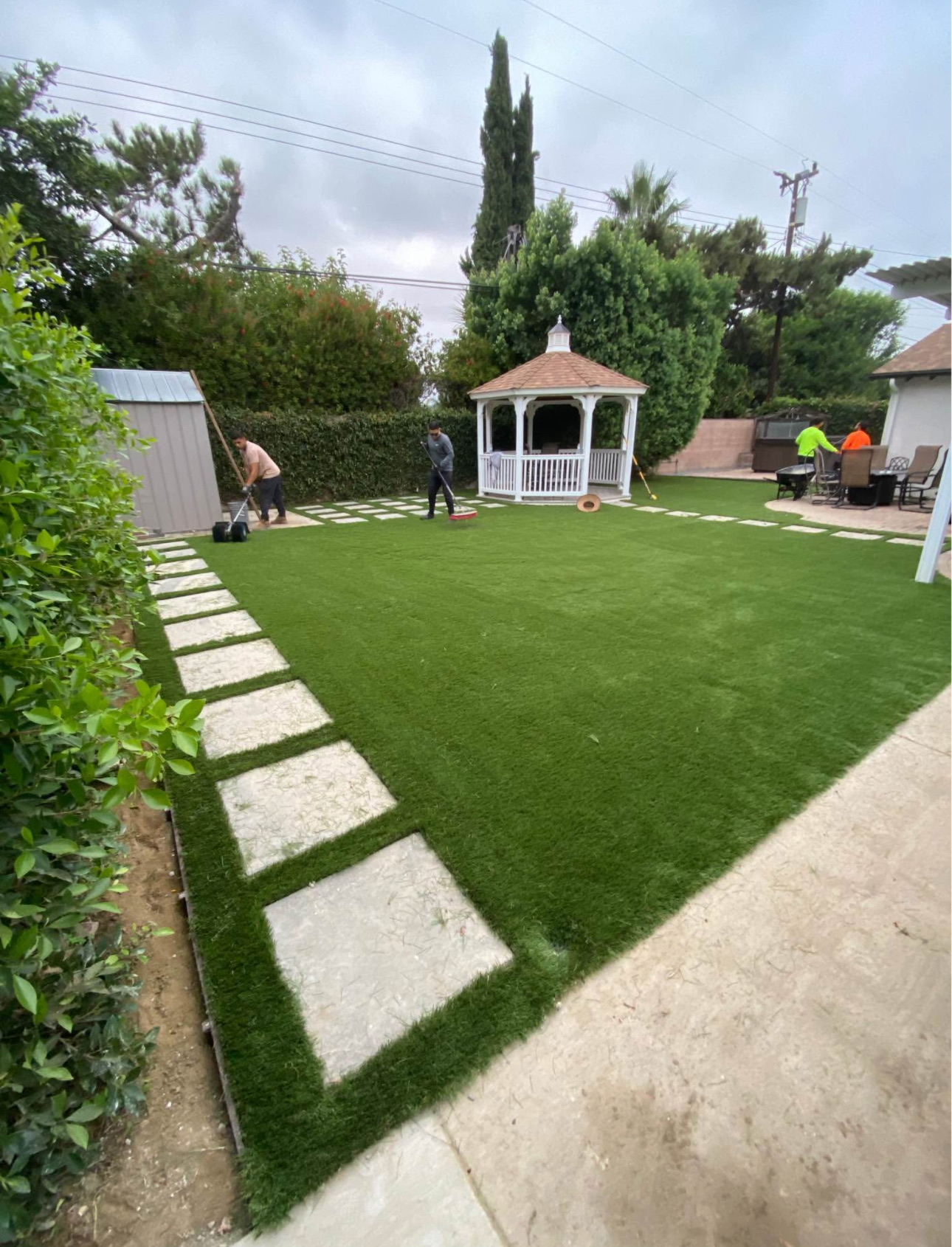 Paver and turf yard